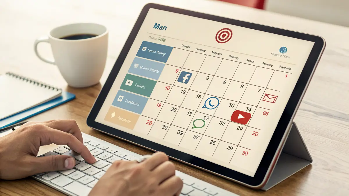 Automated marketing workflow supporting consistent social media posting for a busy small business owner