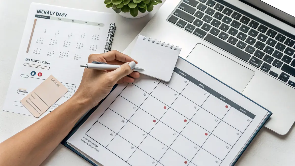 A content calendar showing heavy posting bursts followed by long gaps