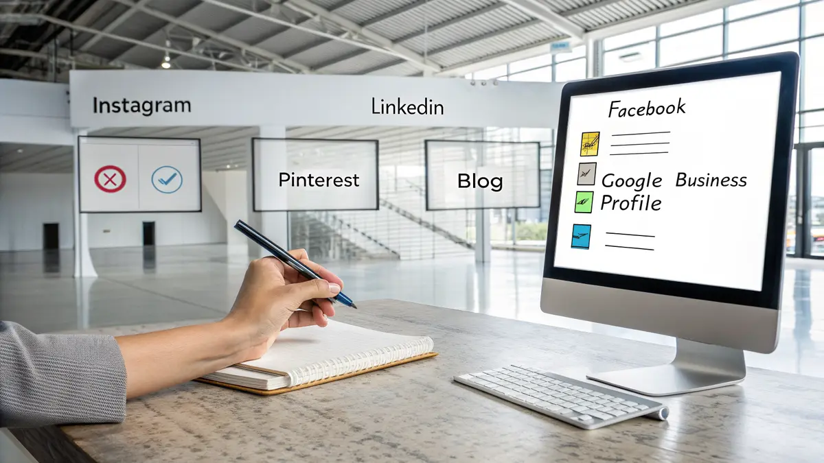 Workflow showing one business idea transformed into platform-specific social posts