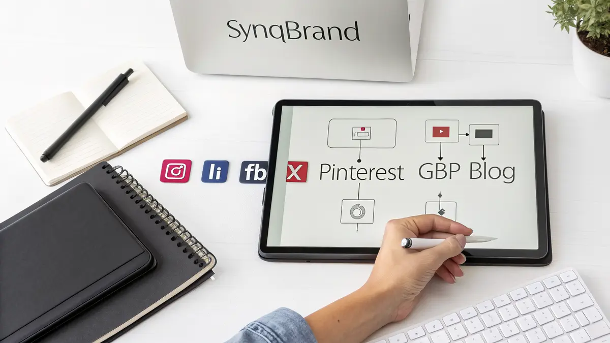 Small business marketing automation workflow across multiple platforms
